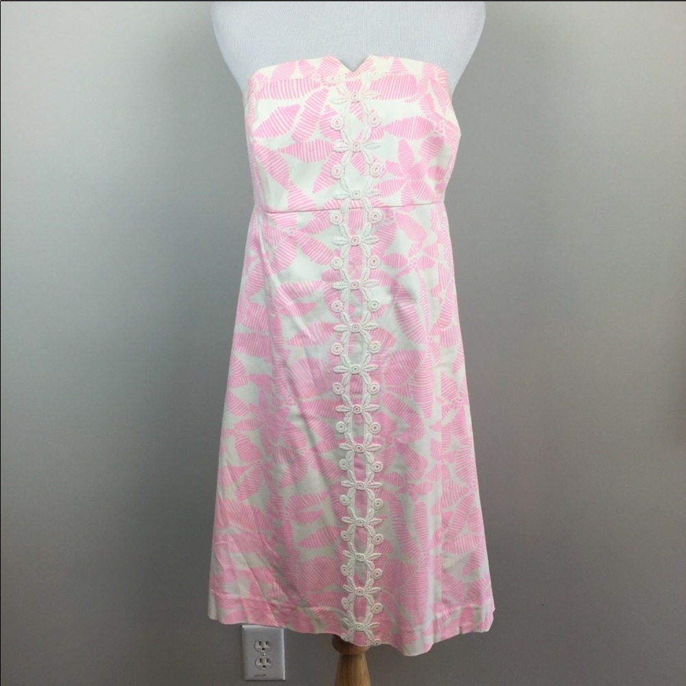 Lilly Pulitzer | pink strapless crochet dress